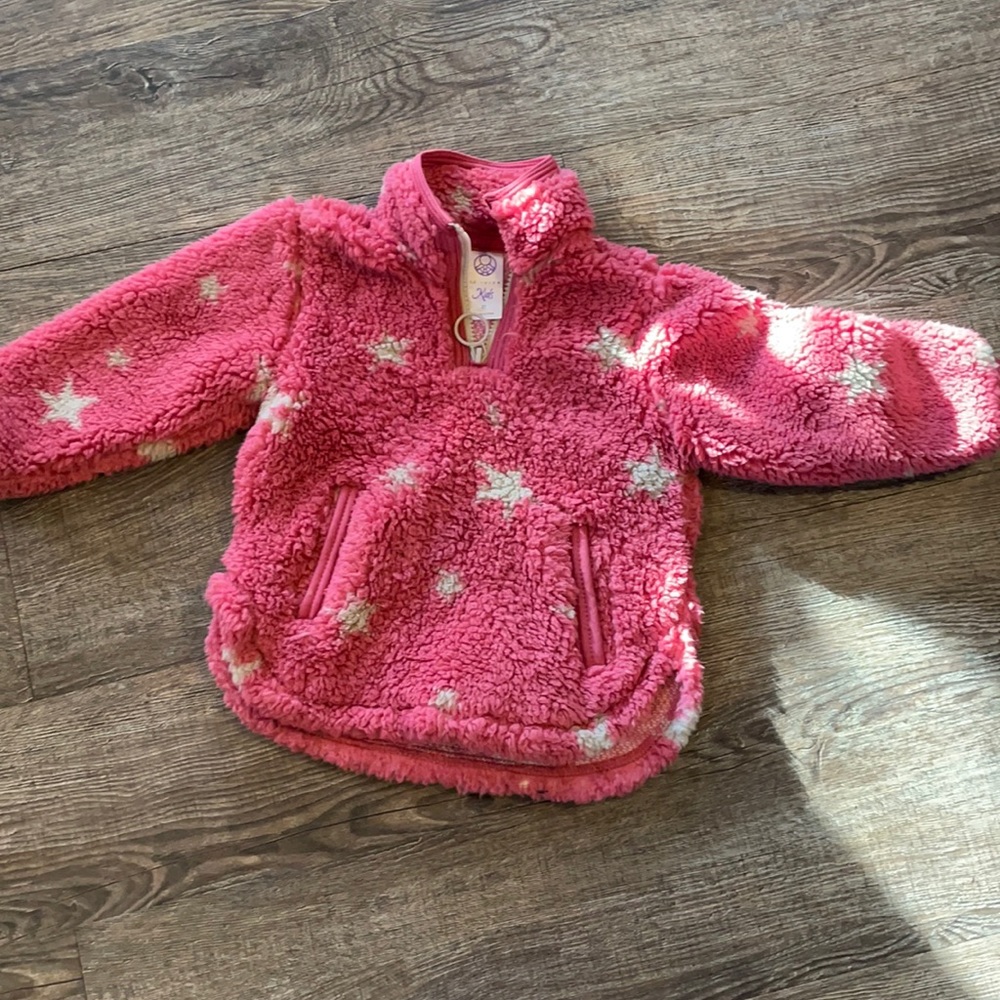 Girls Pink Stars Fleece Pullover coat 2T